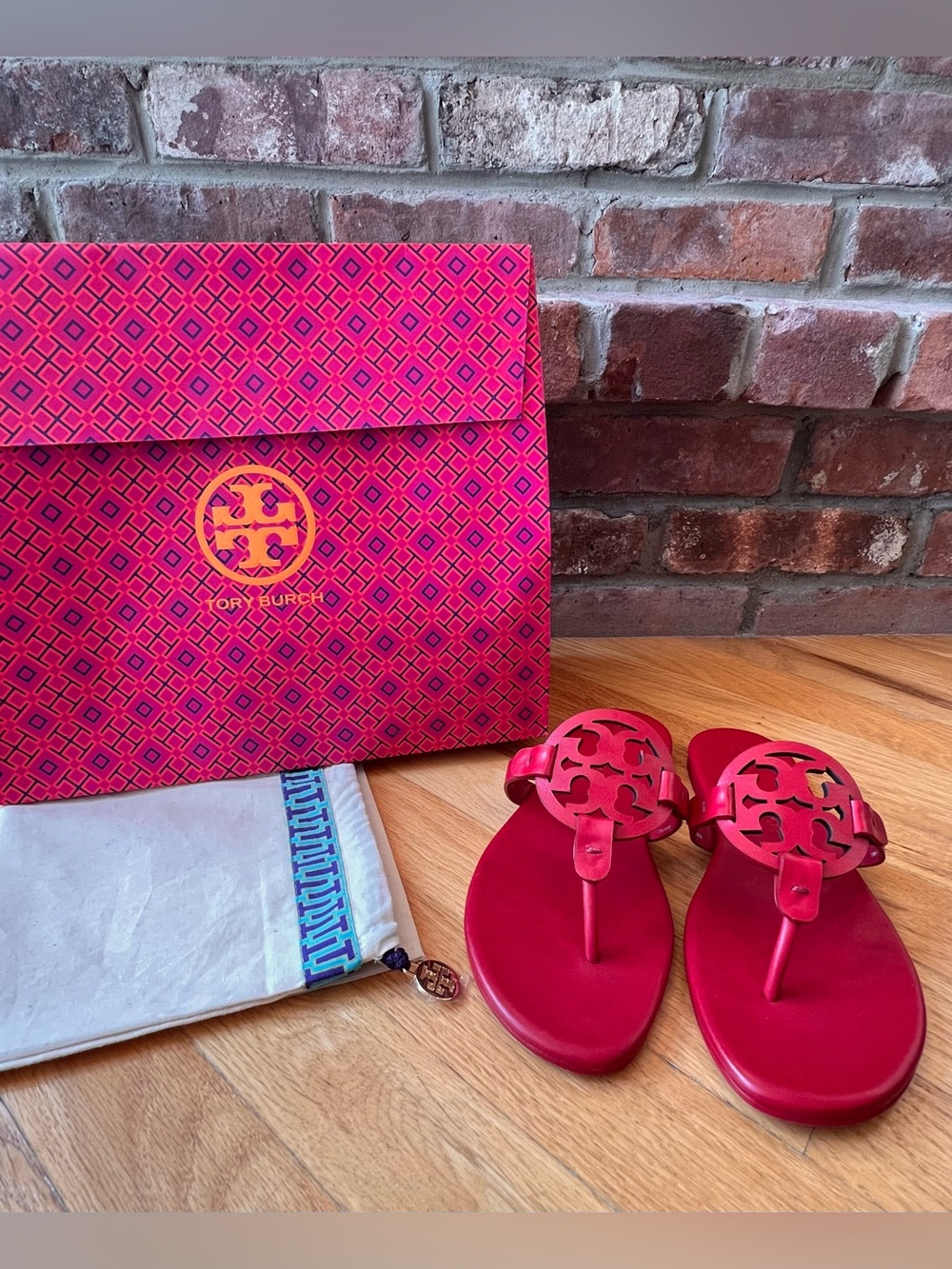 Tory Burch Tory Red Leather Miller SOFT Sandals